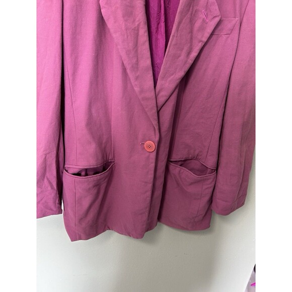 Giorgio Armani Black Label Womens Blazer Size 38 One Button Coat Magenta Vintage - Picture 2 of 12